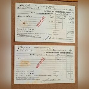 Virginia & Truckee railroad bill 1879 WASHOE ✪ FRANKTOWN ✪ qty 2